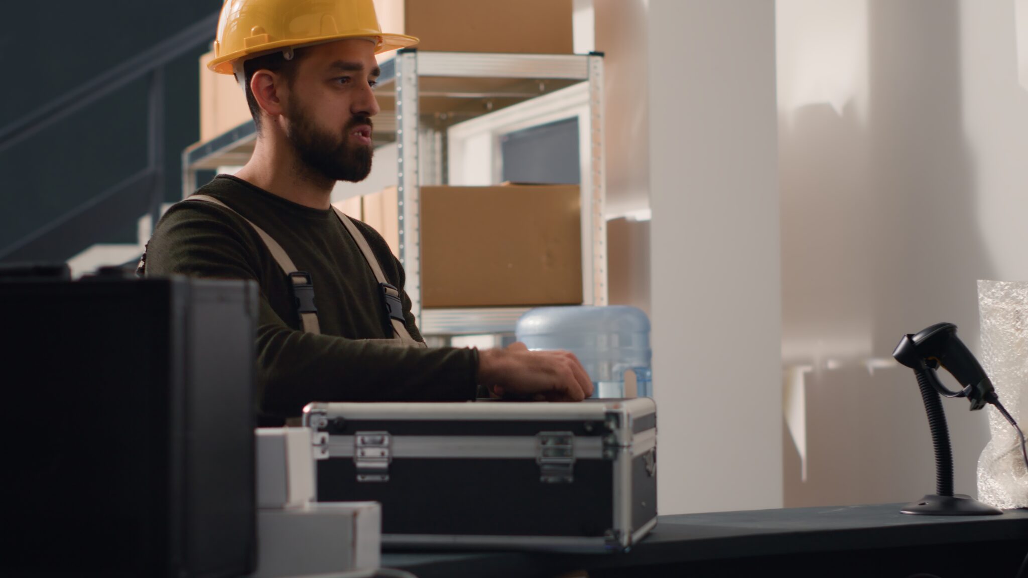 Cercleuse automatique vs semi-automatique : préparation de colis dans un entrepôt industriel